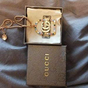 Gucci Crystal Double G Pendant Necklace